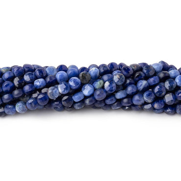3.7mm Sodalite Checkerboard Faceted Calibrated Coins 12.5 inch 90 Beads (ONLINE ORDER ONLY)