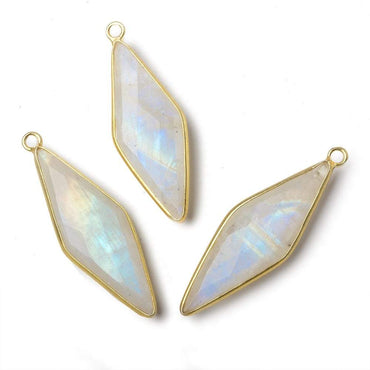 37x13mm Vermeil Bezel Rainbow Moonstone faceted kite pendant 1 piece (ONLINE ORDER ONLY)