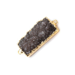 37x14mm Gold Leaf Edged Chocolate Brown Drusy East West Bar Connector 1 piece (ONLINE ORDER ONLY)