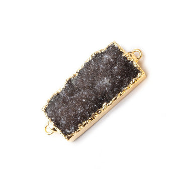 37x14mm Gold Leaf Edged Chocolate Brown Drusy East West Bar Connector 1 piece (ONLINE ORDER ONLY)