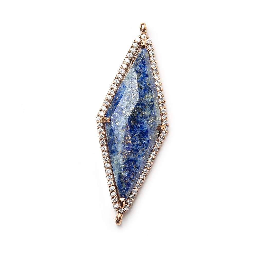 37x16mm Antique Copper Bezel CZ & Lapis Lazuli Faceted Kite Marquise Connector 1 focal bead (ONLINE ORDER ONLY)