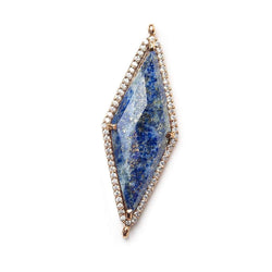 37x16mm Antique Copper Bezel CZ & Lapis Lazuli Faceted Kite Marquise Connector 1 focal bead (ONLINE ORDER ONLY)