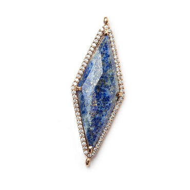 37x16mm Antique Copper Bezel CZ & Lapis Lazuli Faceted Kite Marquise Connector 1 focal bead (ONLINE ORDER ONLY)