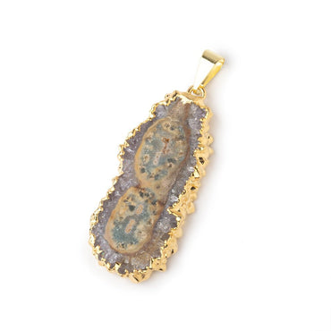 37x18mm Gold Leafed Amethyst Solar Quartz Slice Pendant 1 focal piece (ONLINE ORDER ONLY)
