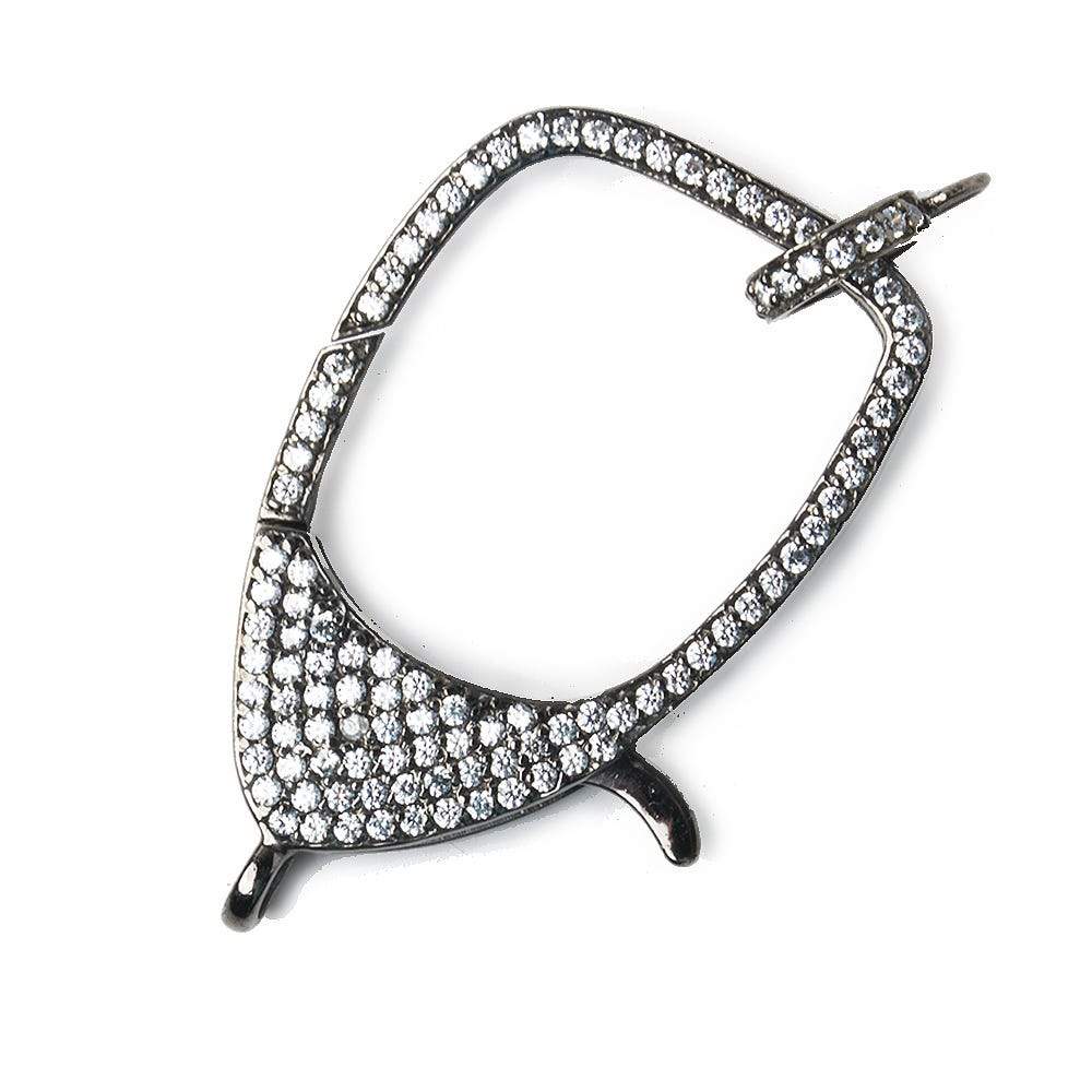 37x22mm Black Gold .925 Silver Pave CZ Lobster Clasp with CZ Ring 1 piece (ONLINE ORDER ONLY)