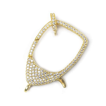 37x22mm Vermeil Pave CZ Lobster Clasp with CZ Ring 1 piece (ONLINE ORDER ONLY)