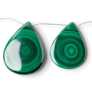 37x27-49x37mm Malachite Plain Pear Briolettes 6 inch 5 Beads (ONLINE ORDER ONLY)