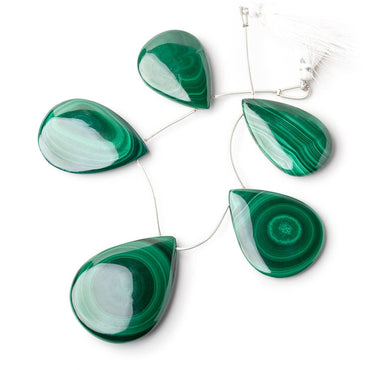 37x27-49x37mm Malachite Plain Pear Briolettes 6 inch 5 Beads (ONLINE ORDER ONLY)