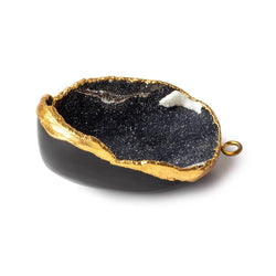 37x28x15mm Gold Leafed Black & White Concave Drusy Pendant 1 focal bead (ONLINE ORDER ONLY)