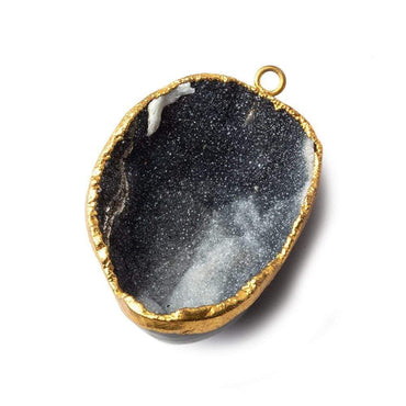 37x28x15mm Gold Leafed Black & White Concave Drusy Pendant 1 focal bead (ONLINE ORDER ONLY)