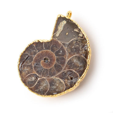 37x31mm Gold Leafed Ammonite Fossil Pendant 1 focal piece (ONLINE ORDER ONLY)