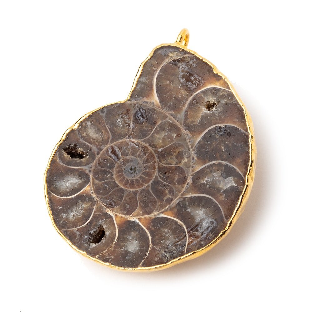 37x32mm Gold Leafed Ammonite Fossil Pendant 1 focal piece (ONLINE ORDER ONLY)