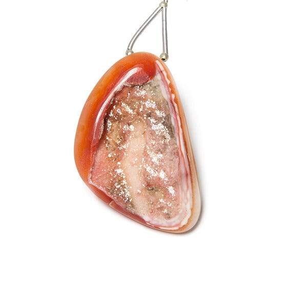 37x33mm Orange Red Concentric Agate Drusy Freeform Focal Bead 1 piece (ONLINE ORDER ONLY)