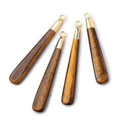 37x6mm Gold Leafed Tiger's Eye Plain Pear Pendant 1 piece (ONLINE ORDER ONLY)