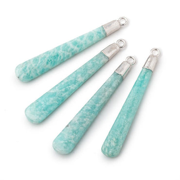 37x6mm Silver Leafed Amazonite Pear Pendant 1 focal piece (ONLINE ORDER ONLY)