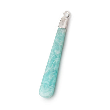 37x6mm Silver Leafed Amazonite Pear Pendant 1 focal piece (ONLINE ORDER ONLY)