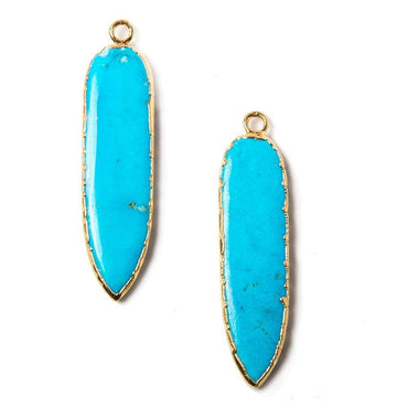 37x9mm Gold Leafed Turquoise Howlite Pendant 1 piece (ONLINE ORDER ONLY)