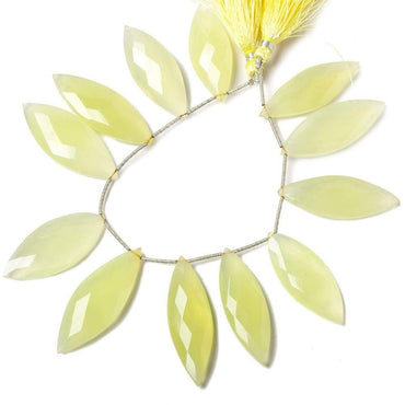 38-46mm Lemon Yellow Chalcedony Faceted Marquise Beads 8 inch 12 pieces (ONLINE ORDER ONLY)