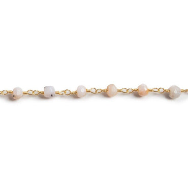 3.8 mm Pink Peruvian Opal faceted rondelle Gold plated Chain by the foot 34pcs (ONLINE ORDER ONLY)