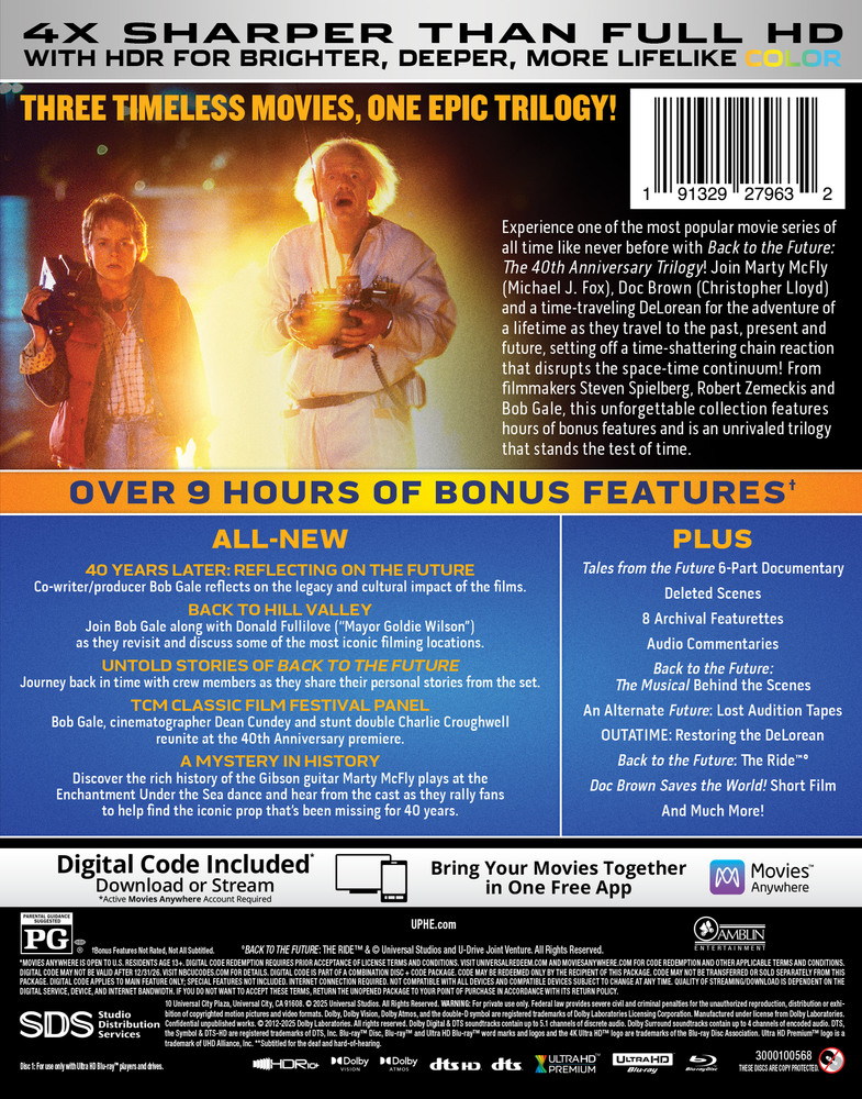 Back to the Future 40th Anniversary Trilogy (4K Ultra HD + Blu-ray™ + Digital Code) [PRE-ORDER: Expected Availability October 14, 2025!] (ONLINE ORDER ONLY)