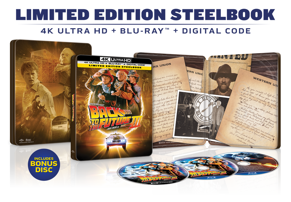 Back to the Future Part III Limited Edition Steelbook (4K Ultra HD + Blu-ray™ + Digital Code) [TEMPORARILY PRE-SOLD OUT: Expected Availability October 14, 2025!] (ONLINE ORDER ONLY)