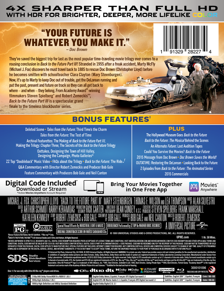 Back to the Future Part III Limited Edition Steelbook (4K Ultra HD + Blu-ray™ + Digital Code) [TEMPORARILY PRE-SOLD OUT: Expected Availability October 14, 2025!] (ONLINE ORDER ONLY)