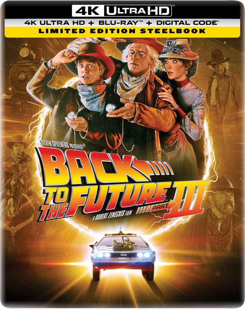 Back to the Future Part III Limited Edition Steelbook (4K Ultra HD + Blu-ray™ + Digital Code) [TEMPORARILY PRE-SOLD OUT: Expected Availability October 14, 2025!] (ONLINE ORDER ONLY)