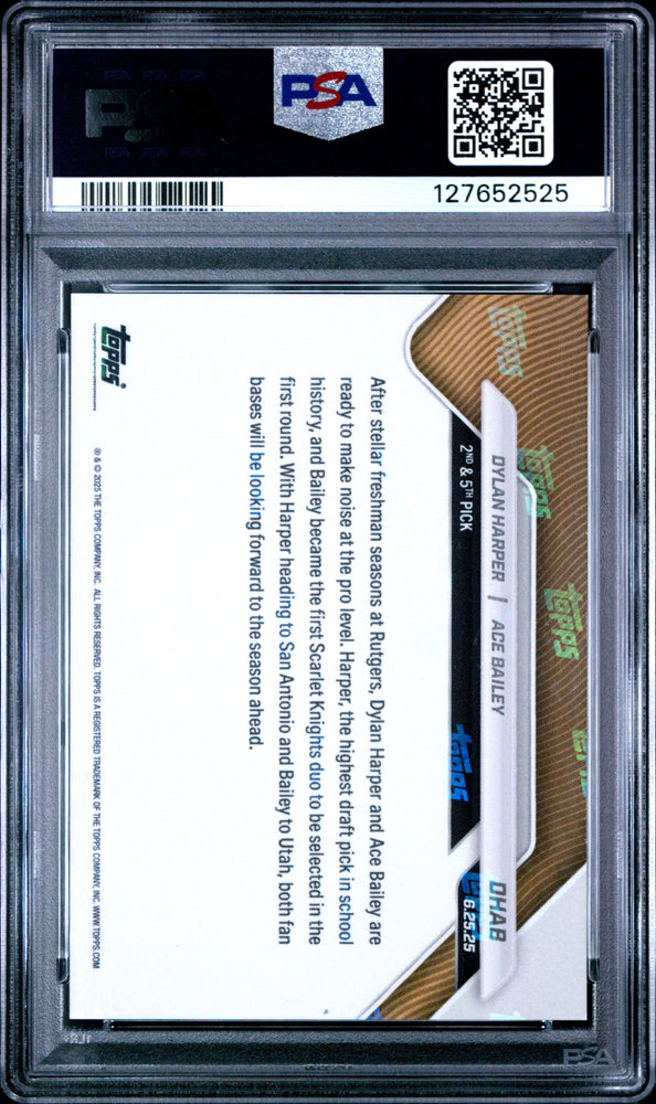 Graded 2025 Topps Now Dylan Harper/Ace Bailey #DHAB Rookie RC Basketball Card PSA 10 Gem Mint (ONLINE ORDER ONLY)