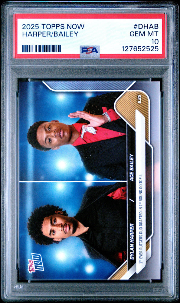 Graded 2025 Topps Now Dylan Harper/Ace Bailey #DHAB Rookie RC Basketball Card PSA 10 Gem Mint (ONLINE ORDER ONLY)