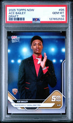 Graded 2025 Topps Now Ace Bailey #D5 Rookie RC Basketball Card PSA 10 Gem Mint (ONLINE ORDER ONLY)