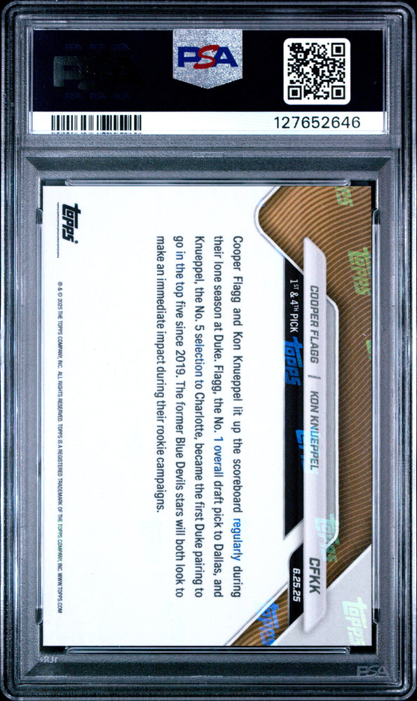 Graded 2025 Topps Now Cooper Flagg/Kon Knueppel #CFKK Rookie RC Basketball Card PSA 10 Gem Mint (ONLINE ORDER ONLY)