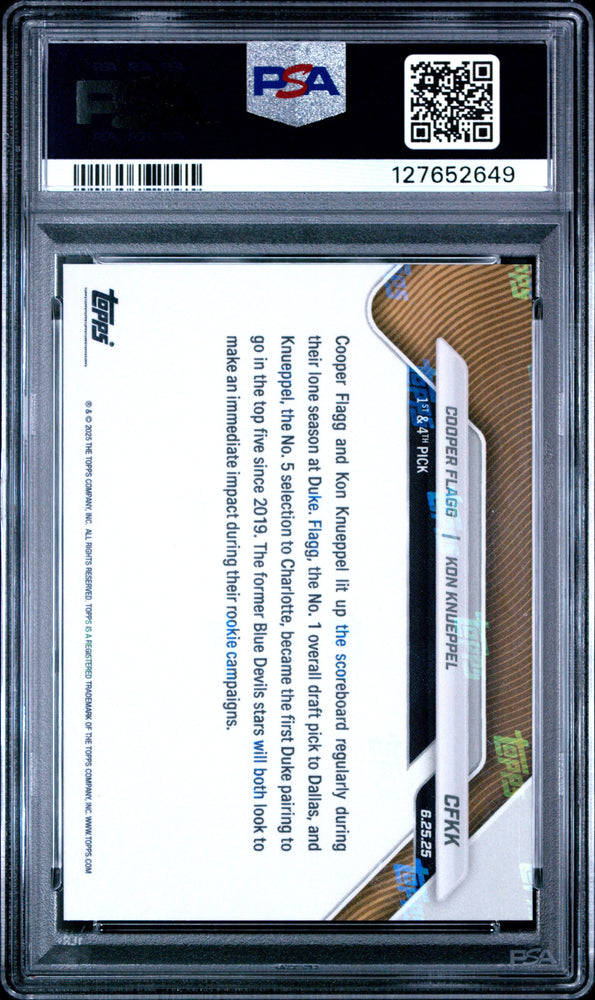 Graded 2025 Topps Now Cooper Flagg/Kon Knueppel #CFKK Rookie RC Basketball Card PSA 8.5 (ONLINE ORDER ONLY)