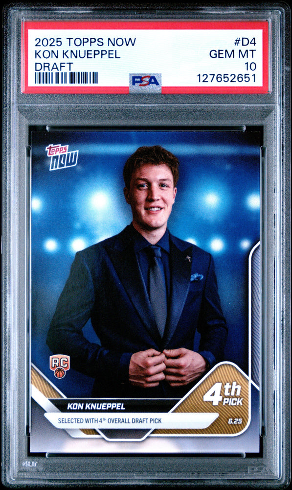 Graded 2025 Topps Now Kon Knueppel #D4 Rookie RC Basketball Card PSA 10 Gem Mint (ONLINE ORDER ONLY)