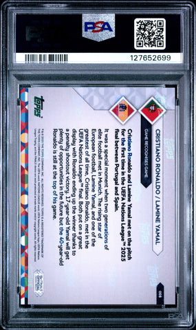 Graded 2025 Topps Now UEFA Nations League Cristiano Ronaldo/Lamine Yamal #8 Soccer Card PSA 10 Gem Mint (ONLINE ORDER ONLY)