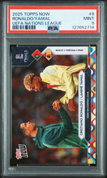 Graded 2025 Topps Now UEFA Nations League Cristiano Ronaldo/Lamine Yamal #8 Soccer Card PSA 9 Mint (ONLINE ORDER ONLY)