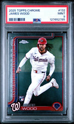 Graded 2025 Topps Chrome James Wood #132 Rookie RC Baseball Card PSA 9 Mint