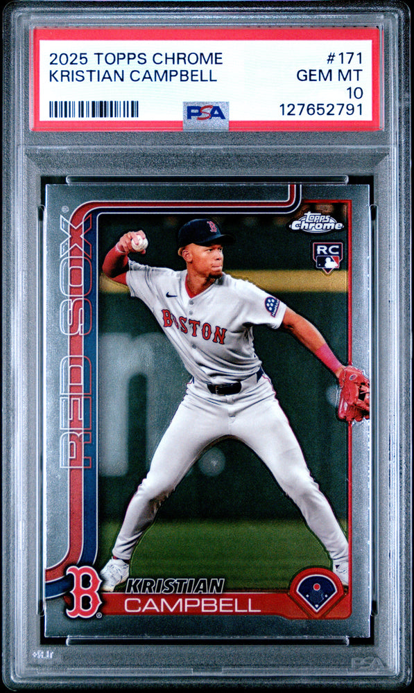 Graded 2025 Topps Chrome Kristian Campbell #171 Rookie RC Baseball Card PSA 10 Gem Mint (ONLINE ORDER ONLY)