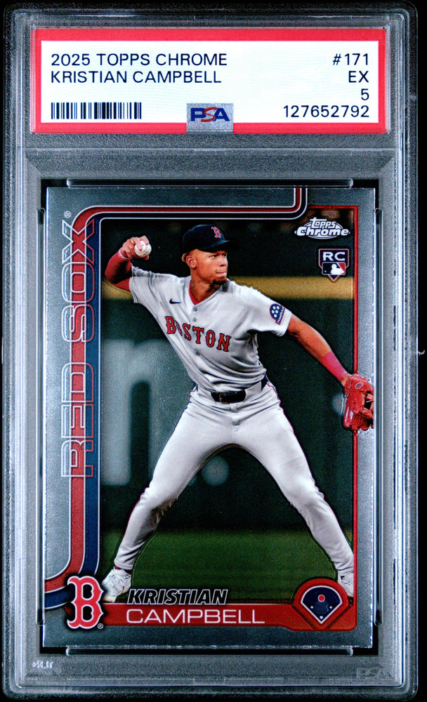 Graded 2025 Topps Chrome Kristian Campbell #171 Rookie RC Baseball Card PSA 5 Excellent (ONLINE ORDER ONLY)