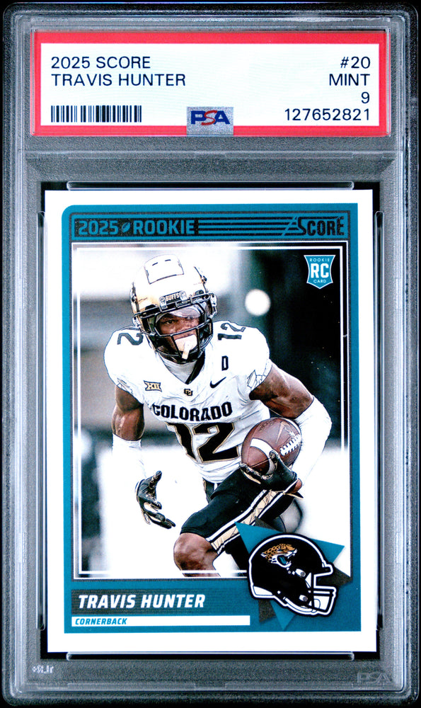Graded 2025 Score Travis Hunter #20 Rookie RC Football Card PSA 9 Mint (ONLINE ORDER ONLY)