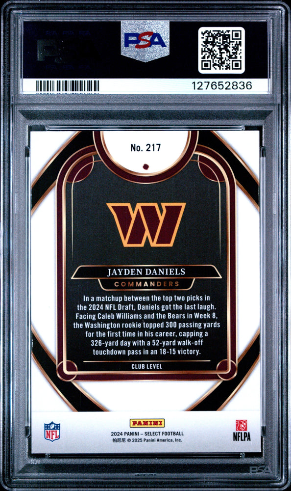 Graded 2024 Panini Select Jayden Daniels #217 Rookie RC Football Card PSA 8 Near Mint (ONLINE ORDER ONLY)