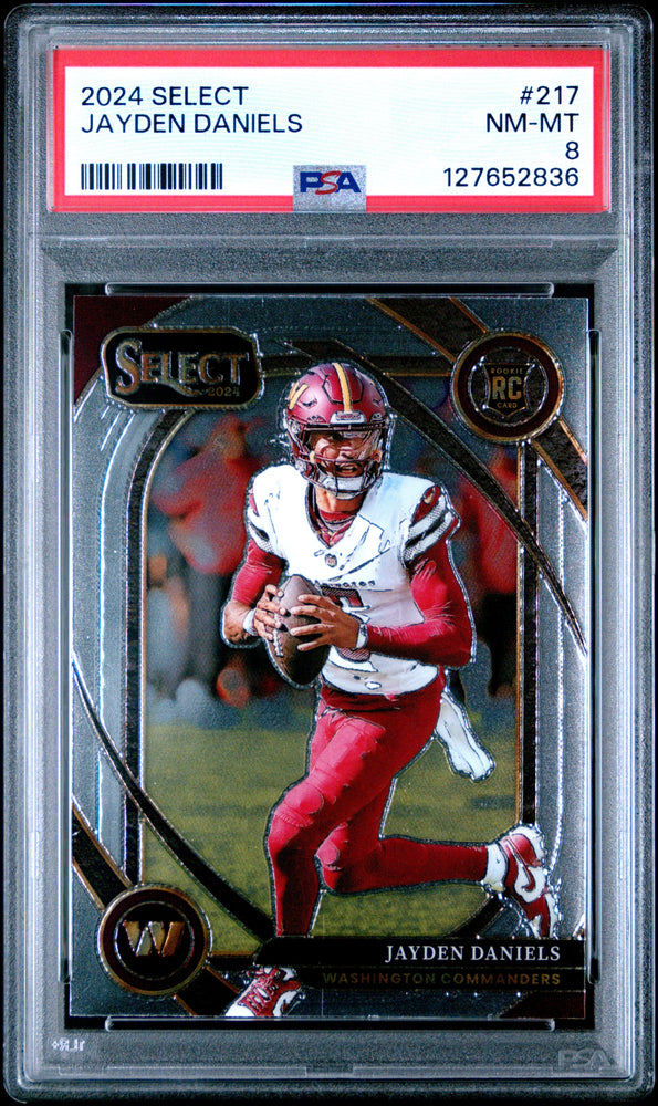Graded 2024 Panini Select Jayden Daniels #217 Rookie RC Football Card PSA 8 Near Mint (ONLINE ORDER ONLY)