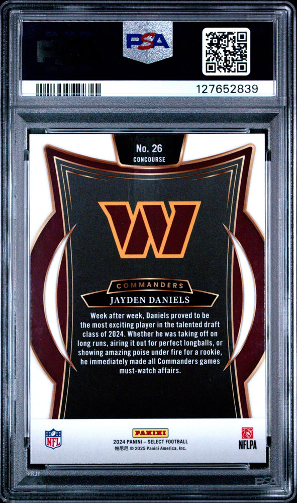 Graded 2024 Panini Select Jayden Daniels #26 Rookie RC Football Card PSA 8 Near Mint (ONLINE ORDER ONLY)