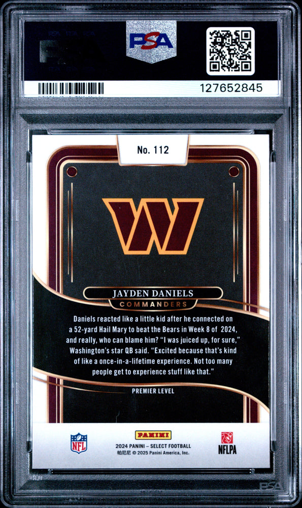 Graded 2024 Panini Select Jayden Daniels #112 Rookie RC Football Card PSA 10 Gem Mint