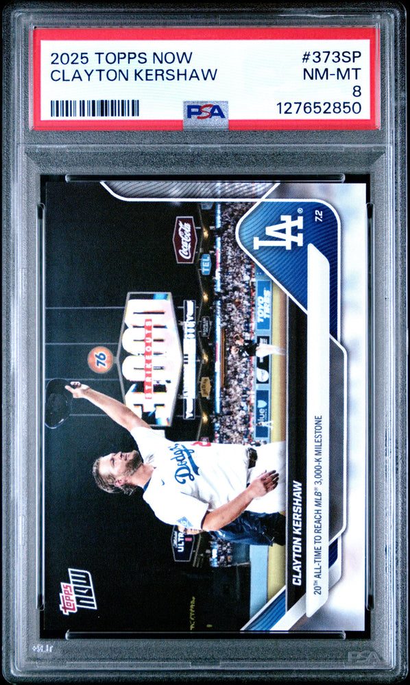 Graded 2025 Topps Now Clayton Kershaw #373SP Baseball Card PSA 8 Near Mint (ONLINE ORDER ONLY)