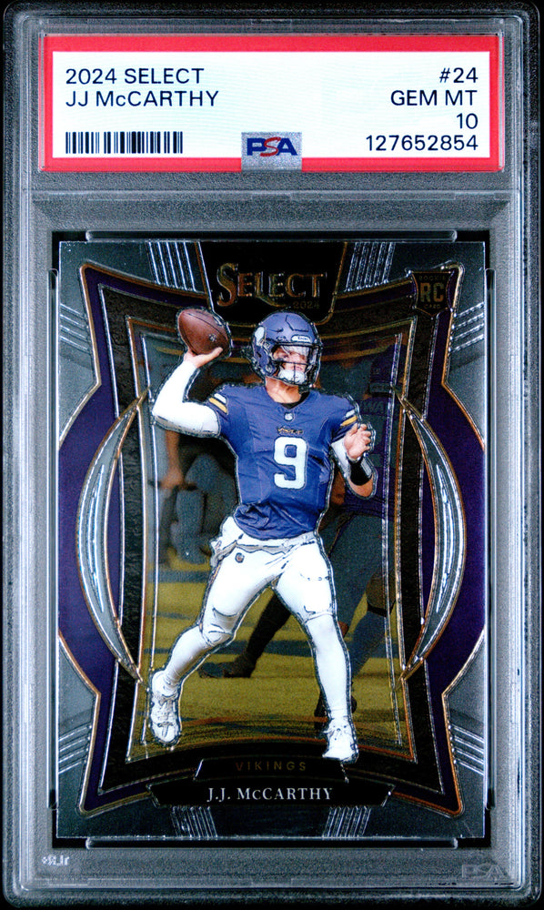 Graded 2024 Panini Select JJ McCarthy #24 Rookie RC Football Card PSA 10 Gem Mint (ONLINE ORDER ONLY)