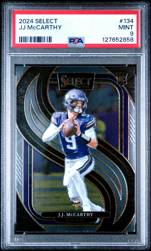 Graded 2024 Panini Select JJ McCarthy #134 Rookie RC Football Card PSA 9 Mint (ONLINE ORDER ONLY)