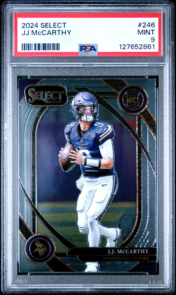 Graded 2024 Panini Select JJ McCarthy #246 Rookie RC Football Card PSA 9 Mint (ONLINE ORDER ONLY)