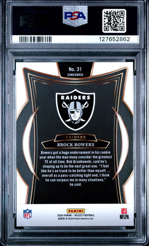 Graded 2024 Panini Select Brock Bowers #31 Rookie RC Football Card PSA 10 Gem Mint (ONLINE ORDER ONLY)