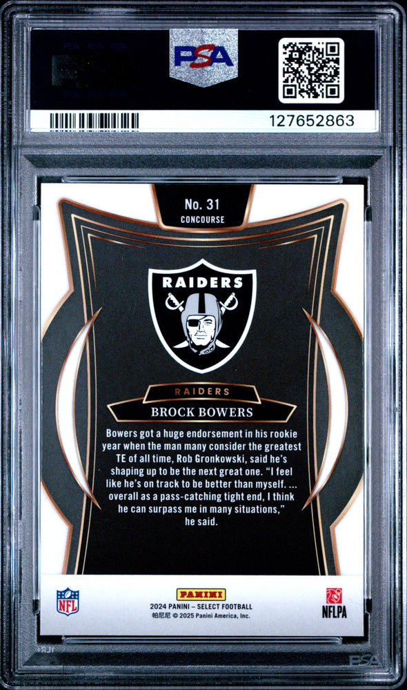 Graded 2024 Panini Select Brock Bowers #31 Rookie RC Football Card PSA 9 Mint (ONLINE ORDER ONLY)