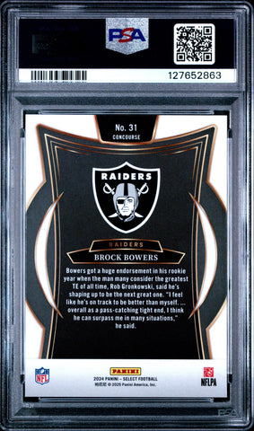 Graded 2024 Panini Select Brock Bowers #31 Rookie RC Football Card PSA 9 Mint (ONLINE ORDER ONLY)